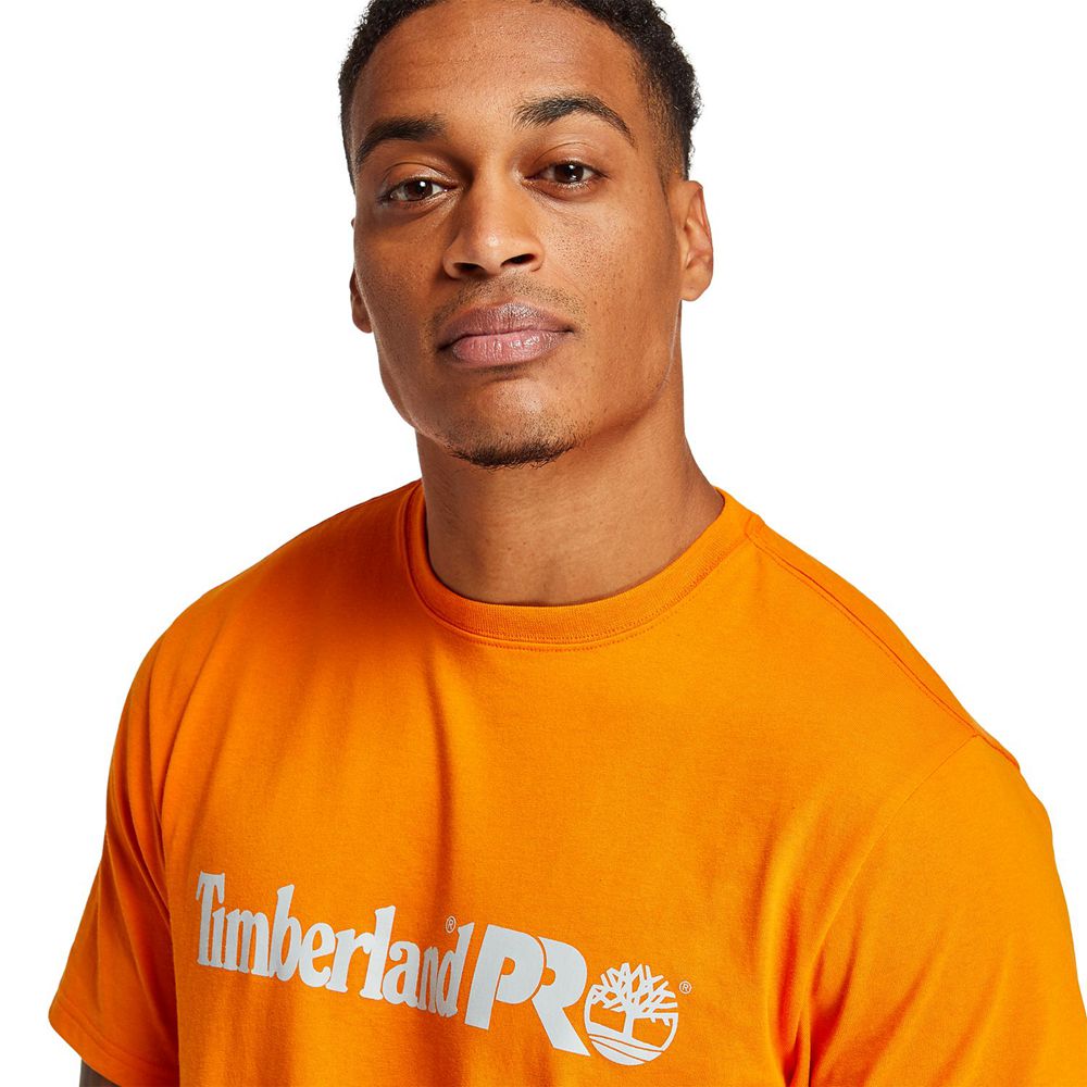 Camisetas Timberland Argentina Hombre - Pro® Short Sleeve Base Plate Wicking Logo - Naranjas - KMXAP